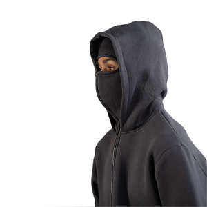 Plain Dyed Sportswear Clothing Zipper Up Full Face Cover Mask Balaclava Hoodie Reasonable Price Zip Up Balaclavas Hoodies - Product Image 2
