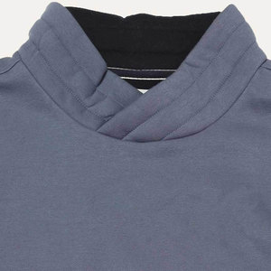 เสื้อสเวตเชิ้ตถักสีเทาสำหรับผู้ชาย ลายทางบล็อกสี มีกระเป๋าหน้า สวมใส่สบายๆ ในฤดูใบไม้ร่วง เสื้อฮู้ดดี้ผู้ชาย - Product Image 5