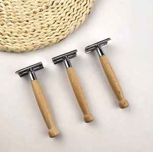 Wholesale High-Quality Safety <b>Razor</b> with Wooden Handle and Stainless Steel Blades for Professional Shaving Face, Body Use - Product Image 3