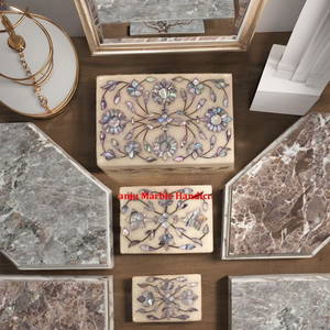 Fabricante y mayorista de todo tipo de cajas con incrustaciones de mármol con diseño floral de nácar curvado a mano para cajas de almacenamiento de joyas - Product Image 1