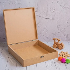 <b>Square</b> MDF Wooden Box With Lid Modern Home Decoration Tabletop Storage Case Durable Craft Material - Product Image 2