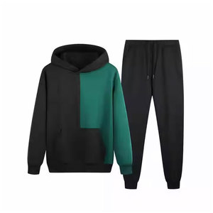 Custom Chenille <b>Embroidery</b> Casual Solid Sweatsuit Side Seam Sleeve Zipper Stacked Men's Flared Sweatpants Two-Piece <b>Sets</b> - Product Image 1