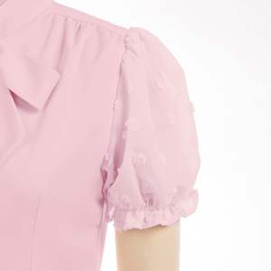 Camisa informal con botones para mujer, ropa de oficina de verano de manga corta con detalles ahumados para el trabajo diario - Product Image 5