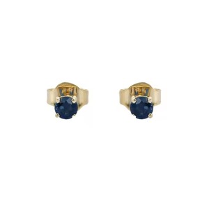 High Quality <b>Blue</b> Round Cut Diamond <b>Stud</b> <b>Earrings</b> 14K Yellow Gold Elegant Sparkling Jewelry For Bridal Available In Bulk Quality - Product Image 1