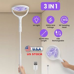 3 in 1 Electric Bug Zapper Racket 90 Degrees Rotating Telescopic Wand Indoor Outdoor Handheld Mosquito Swatter - Product Image 3