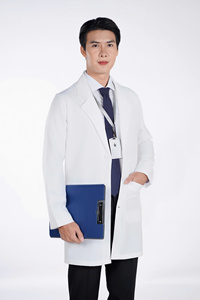 Blouse médicale unisexe en coton/élasthanne de haute qualité, blanche, tissée, pour médecins et infirmières, uniforme d'hôpital OEM - Product Image 5