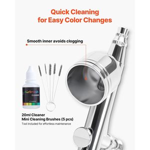 Kit Aerografo Professionale 1/6 HP con Compressore d'Aria, 3 Aerografi a Doppia Azione per Acrilico e 3 Punte con Tubo per Decorazione Torte - Product Image 6