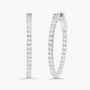 1 Carat Double Sided Huggie <b>Hoop</b> <b>Earrings</b> Round Cut Lab Grown Diamonds Large Elegant Bridal Jewelry Wholesale 14k 18k <b>Solid</b> Gold - Product Image 3