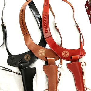 Ceinture de cowboy en cuir vintage avec passants et pochettes latérales, accessoire d'équitation western, ensemble d'équipement de transport pour l'extérieur - Product Image 1