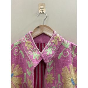 hand-embroidered TNT Suzani Cotton Embroidered Short <b>Jacket</b> Windproof and Breathable Floral Design Coat Gift for Her/Mom - Product Image 2