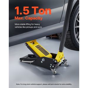 Martinetto idraulico da corsa a basso profilo in alluminio e acciaio da 1,5 tonnellate con pompa a sollevamento rapido e doppi pistoni per auto - Product Image 4