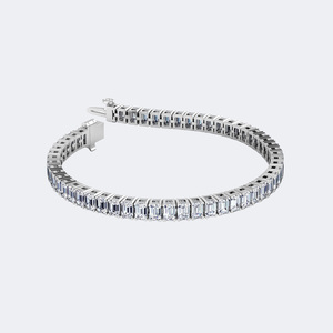 11.40CTW Emerald Bar-Set Diamond Line <b>Bracelet</b> - Product Image 2