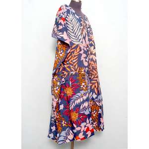 Nuevo Vestido Kaftán de Algodón para Mujer Talla Grande, Estilo Vintage con Estampado, Manga Corta, Holgado, para Playa, Verano - Product Image 3