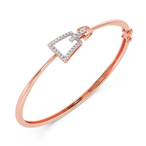 Interlocking Floral Ring Motif Diamond <b>Bangle</b> <b>Bracelet</b> - Product Image 1