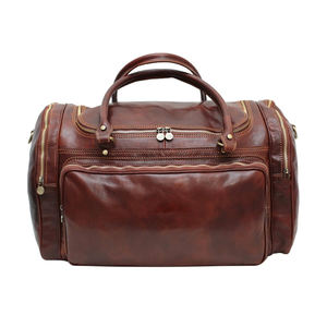 <b>Men's</b> Genuine Leather Fashion Duffle <b>Bag</b> with Zipper Closure and Belt Detail-Large Capacity Travel Luggage - Product Image 6
