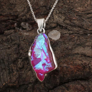 สร้อยคอเงินแท้ 925 ชุบแพลตตินัม ประดับด้วยดรอซี่สีชมพูธรรมชาติ วินเทจ ระยิบระยับ ไทเทเนียม ดรอซี่ สำหรับทุกเพศ ขายส่ง - Product Image 4