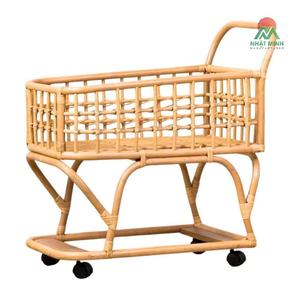 Chariot à jouets en rotin naturel pour enfants – un chariot de courses pour transporter des objets. - Product Image 1