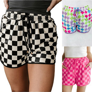 Nouveaux shorts décontractés pour femmes, personnalisables, de haute qualité, à taille haute élastique, à carreaux, pour la course à pied - Product Image 2