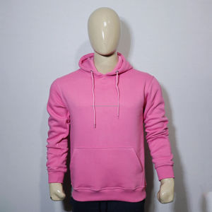 <b>Men's</b> <b>Pink</b> Hooded Sweatshirt Regular Fit Fleece Casual Autumn Wear Pocket Design Solid Color Knitted <b>Hoodie</b> - Product Image 1