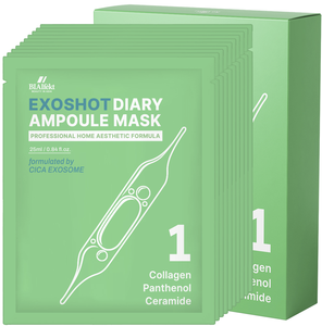 Mascarilla Facial Coreana EXOSHOT Diary Ampoule NO.1 con Colágeno, Pantenol, Ceramida, Antienvejecimiento, Cuidado de Poros, Calmante, Iluminadora, Niacinamida - Product Image 1