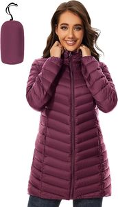 Women's Lightweight <b>Packable</b> Hooded Winter Quilted Puffer <b>Jacket</b> Detachable Sleeves Hat Water Resistant Fur Lining - Product Image 2