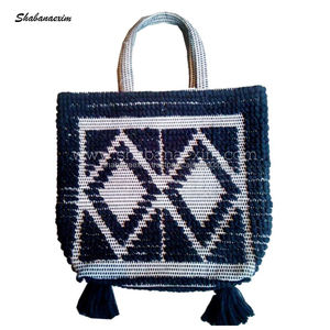 Bolso de hombro bohemio ideal para viajes, doble con correas, borlas, tejido a mano, rosa, bolsos boho grandes para damas, bolsos tote indios. - Product Image 5