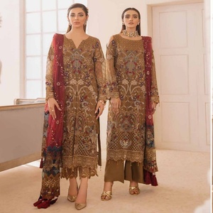 Ramsha ชุดสูทผ้าชีฟอง3ชิ้นหรูหราปักลายบั้งชุดปาร์ตี้ปากีสถานอินเดีย - Product Image 4