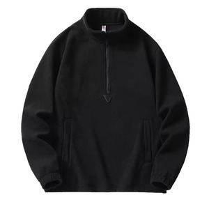 Factory Direct Men's Casual Solid Color Eco-Friendly <b>Quilted</b> Polyester Fleece Half Zip Stand Winter Thermal Waterproof Jacket - Product Image 1
