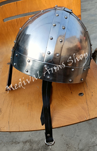 Casque nasal médiéval en acier doux, fait main, avec mentonnière en cuir, pour cosplay, armure historique, costume de Renaissance, Halloween, cadeau - Product Image 4