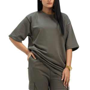 Camiseta al por mayor personalizada, transpirable, lisa, con cuello redondo para mujer, talla grande, fabricada, camisetas lisas con cuello redondo para mujer, logotipo personalizado - Product Image 2