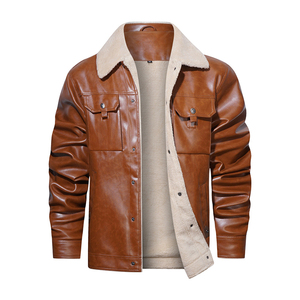 Veste en cuir noir pour homme avec doublure en sherpa, manches longues, coupe-vent, respirante, grande taille, Tamda International TI-MLJ-02 - Product Image 2
