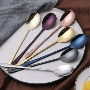 Colored Dinner Spoon <b>Set</b> Stainless Steel Cutlery Spoons Reusable Dining Tableware Premium <b>Flatware</b> Collection - Product Image 3