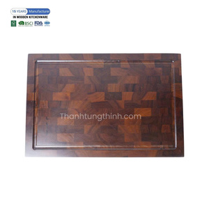 เขียงไม้ธรรมชาติทรงสี่เหลี่ยมผืนผ้าลายทางพร้อมรูจับ - Product Image 4