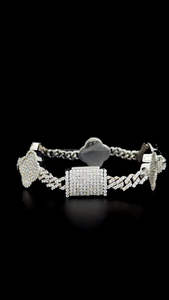 Bracelet pour homme Hip Hop 925 Silver Bling Cuban Bracelet Moissanite Diamond Lucky Clover Bracelet Trèfle à quatre feuilles glacé - Product Image 4