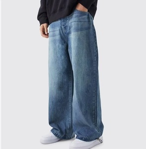 Jeans de Mezclilla para Hombre, Estilo Baggy, Rectos, de Alta Calidad, 100% Algodón, Color Gris Oscuro, Lavado Destroy, Secado Rápido, Personalizados OEM - Product Image 1