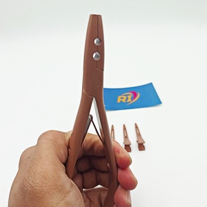 Professional Brown Color Two Hole Hair Extension Pliers Stainless Steel Micro Ring Nano Bead Pliers Tool OEM <b>Clips</b> - Product Image 2