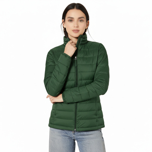 Women's Winter Knitted Puffer Jacket Waterproof Breathable Polyester Filled Embroidery Outdoor Coat Regular Length Stand Collar - Product Image 4