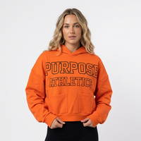 Sweat-shirt à capuche court unisexe en molleton surdimensionné Purpose Athletics Orange avec logo frontal et poche, idéal pour l'automne
