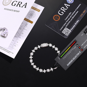 Star Shape Moissanite Diamond Bracelet 925 Silver Iced Out Charm Chain Luxury Jewelry for <b>Men</b> Women Gift - Product Image 4