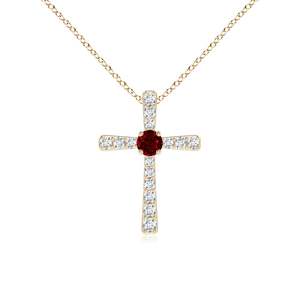Colgante de Cruz con Rubí Rojo Certificado por IGI en Oro de 14K y Diamantes Incrustados, Colgante Religioso Cristiano Católico - Product Image 1