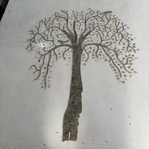 โต๊ะรับประทานอาหารหินอ่อนฝังหินอ่อนดีไซน์ต้นไม้หรูหราโต๊ะรับประทานอาหารหินอ่อนสำหรับห้องนั่งเล่นโรงแรม - Product Image 3