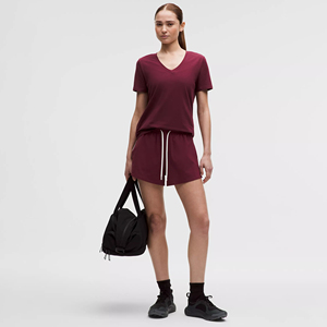 Camisetas de Mujer con Cuello en V, Manga Corta, Dobladillo Curvo, Tops de Algodón de Alta Calidad, Estilo Ajustado - Product Image 6