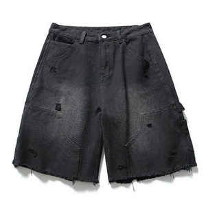 Shorts en jean décontractés pour hommes, taille mi-haute, fabriqués par des professionnels, 100% coton, mode streetwear d'été, séchage rapide - Product Image 1