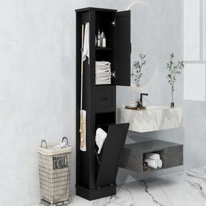 Modern 80LBS Capacity <b>Tall</b> Storage <b>Cabinet</b> Adjustable Tilt Compartment Shelves Soft Close Hinges Aluminum Bathroom Furniture - Product Image 4