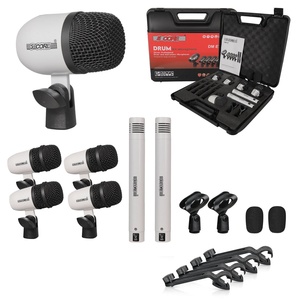 Kit de Micrófonos de Batería de 5 Núcleos, 7 Piezas, Micrófonos de Batería Totalmente Metálicos, Tom/Snare y Platillos, Juego de Micrófonos con Cable para Instrumentos de Percusión - Product Image 1