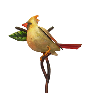 Gancho de hierro pintado con diseño de cardenal hembra - Product Image 1