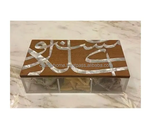 Contenant à chocolats/collations couvercle en nacre et incrustation en bois avec contenants en acrylique boîte hôtels et restaurant os - Product Image 3