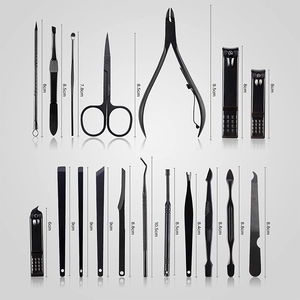 Kit de beauté 15 pièces, couleur noire, coupe-ongles, ciseaux, limes à ongles, ensemble de manucure professionnel avec étui en cuir - Product Image 5