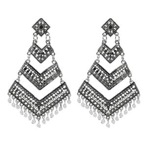 Pendientes Colgantes Estilo Afgano en Plata Oxidada - Joyería de Moda (E3284OX) - Product Image 3