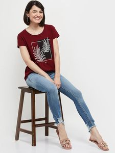 Camiseta de Cuello Redondo Estampada de Algodón para Mujer, Personalizada al por Mayor, Corte Regular, Uso Diario Informal, Fabricante y Proveedor OEM - Product Image 2